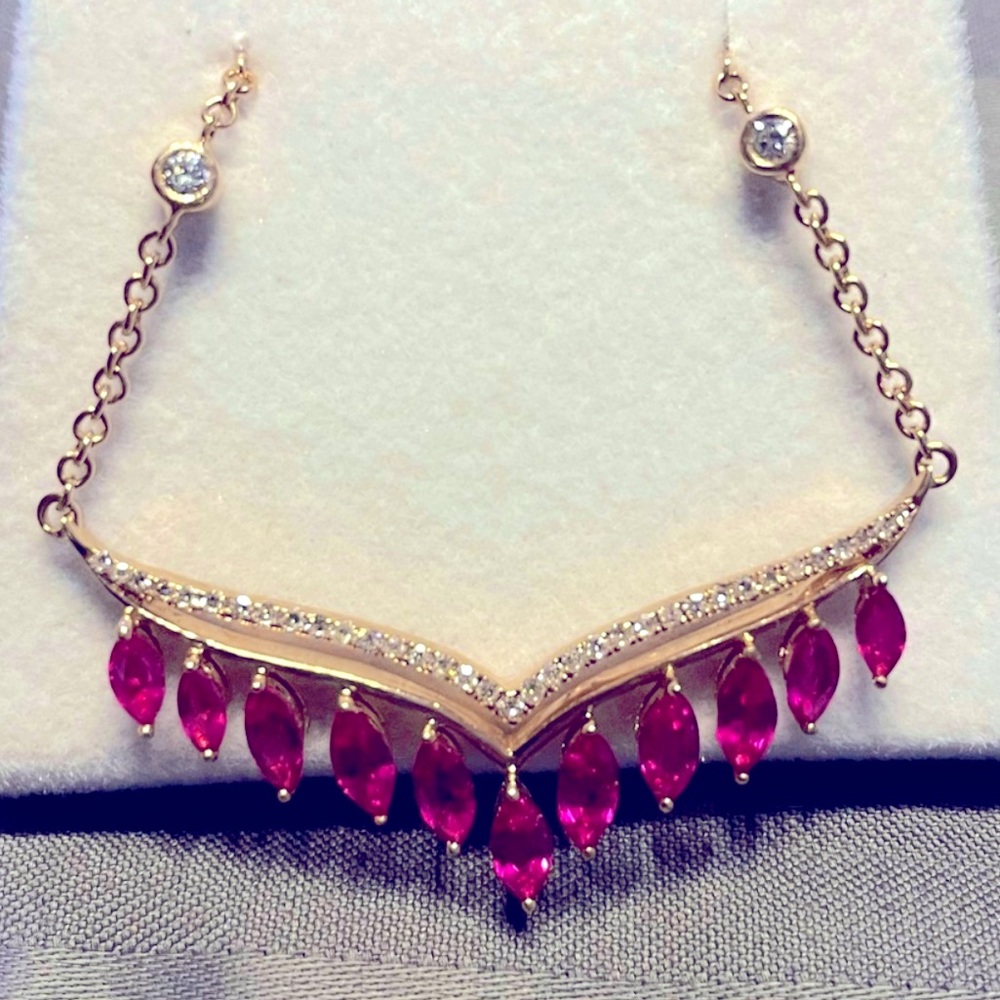Effy Rare Find!! Unique Red Ruby Bright Diamonds … - image 2